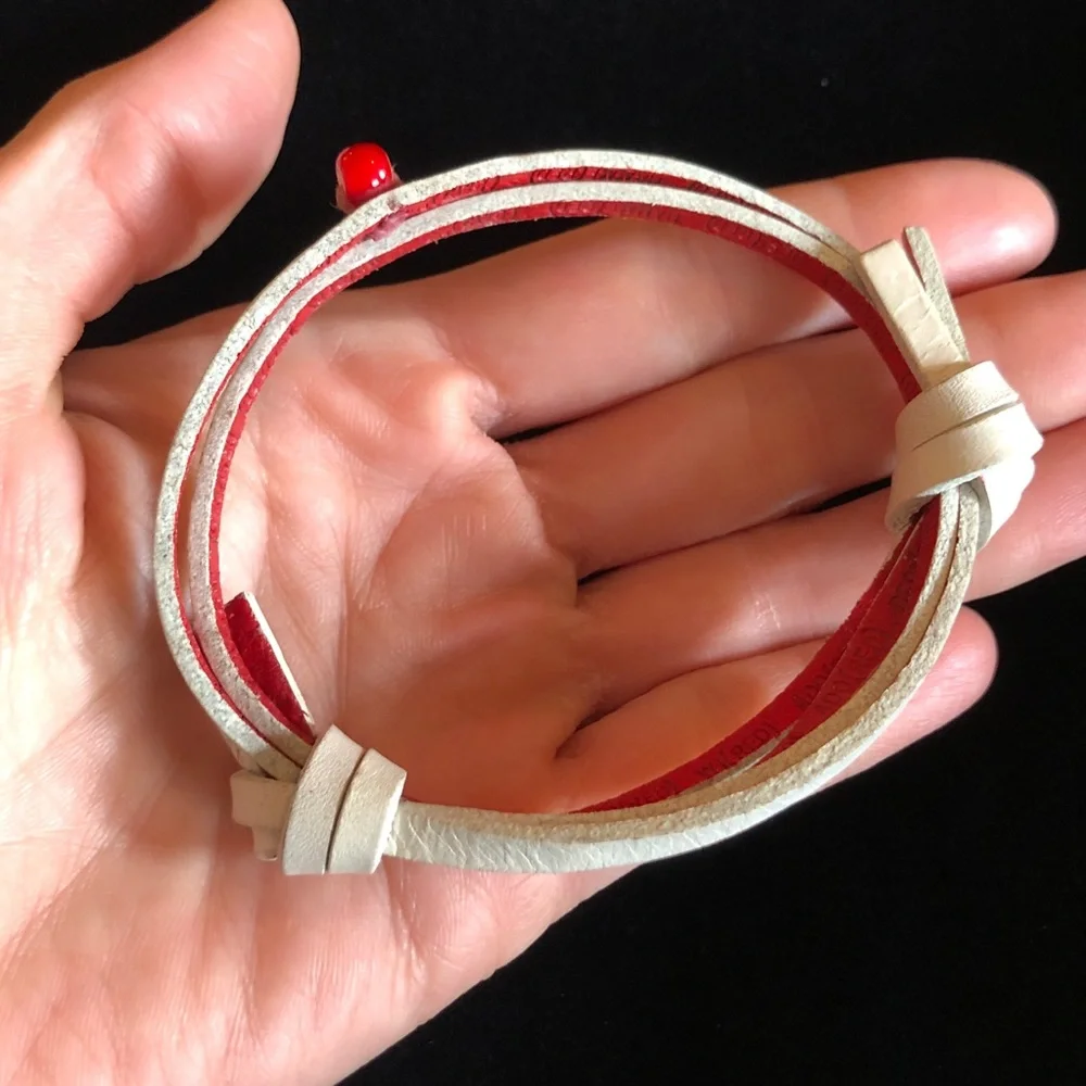 Elegant White Bracelet with Red Bead and Inspirational “Red” Quotes